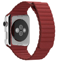 Ремешок кожаный для Apple Watch 42/44 мм Красный