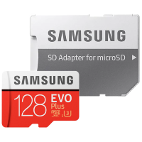 Карта памяти Samsung EVO Plus microSDXC 128Gb HA/RU Class10 UHS-I U3 + SD Adapter